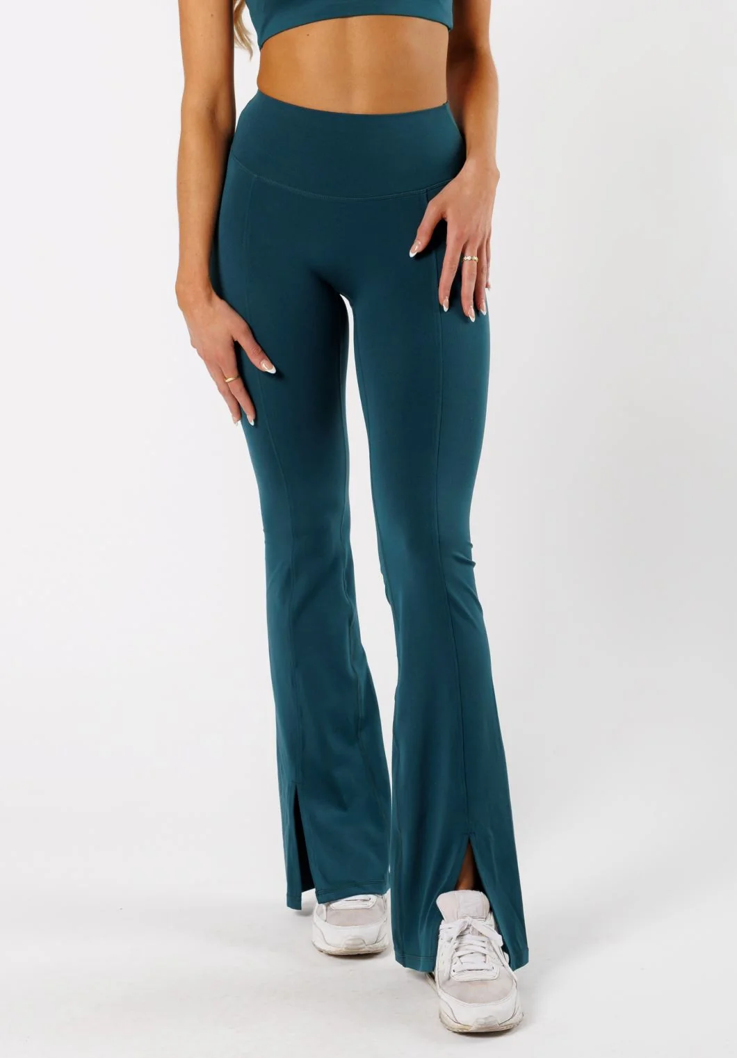 Reluna™ Front Slit Sculptseam® High-Rise Flare Leggings 34" Serpentine