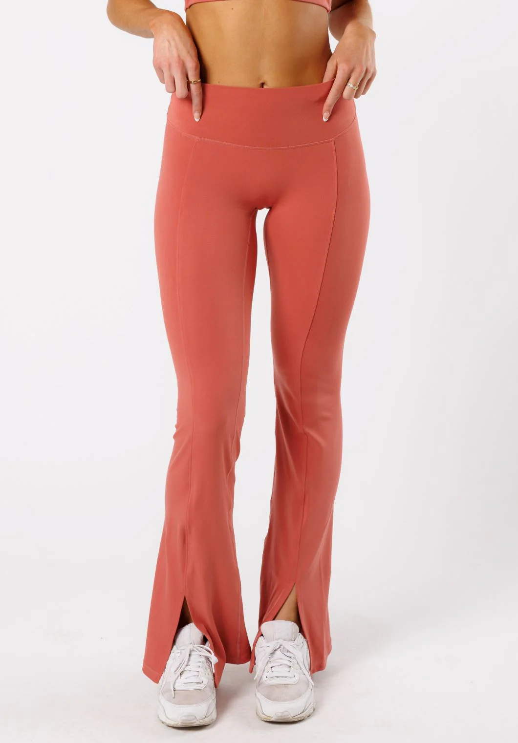 Reluna™ Front Slit Sculptseam® High-Rise Flare Leggings 34" Terra