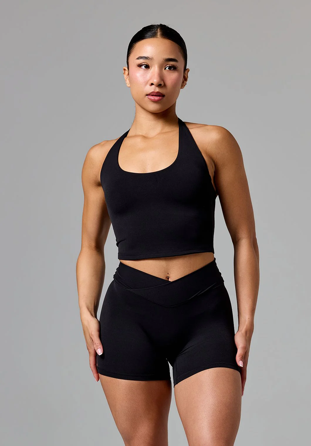 RecStretch™ SmoothHold™ Unbound Halter Top Black