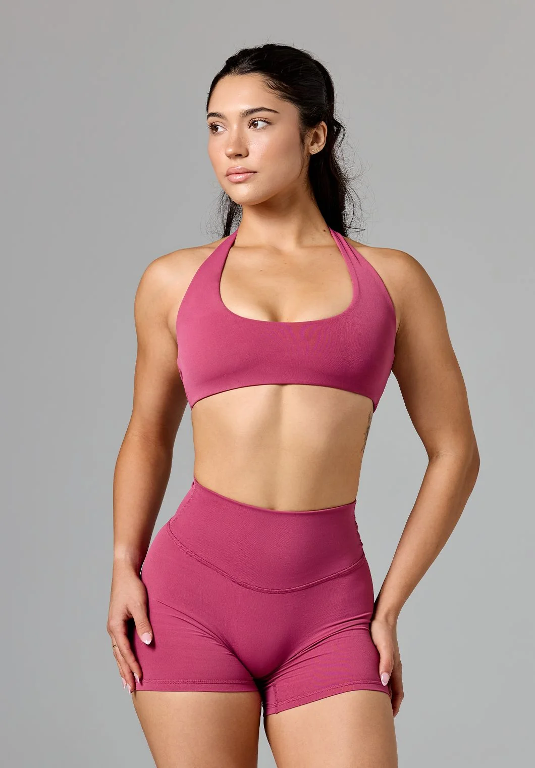 RecStretch™ Unbound Halter Sports Bra Raspberry