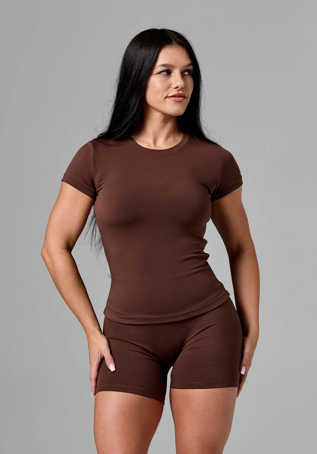 Reluna™ Full Length Short Sleeve Top Walnut