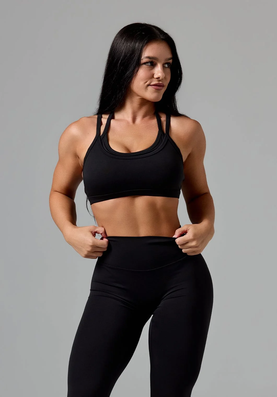 Reluna™ Monochrome Double-Layer Sports Bra Black